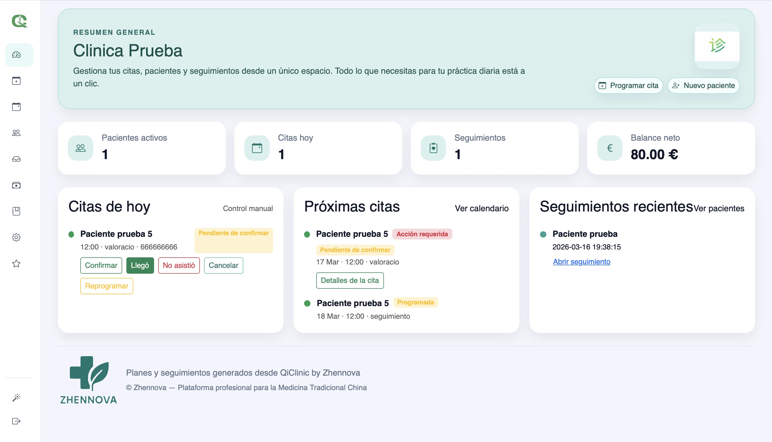 QiClinic, software clínico del ecosistema Zhennova